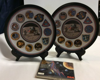 Apollo Landing Melamine Plates plus Apollo Commemorative Matchbook Series 2 Vintage - (NBPE#113)