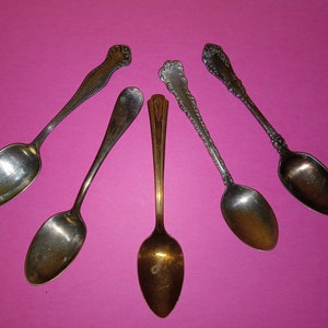 5 Vintage Various Demitasse Silverplate Spoons - (NBPE#2309E)