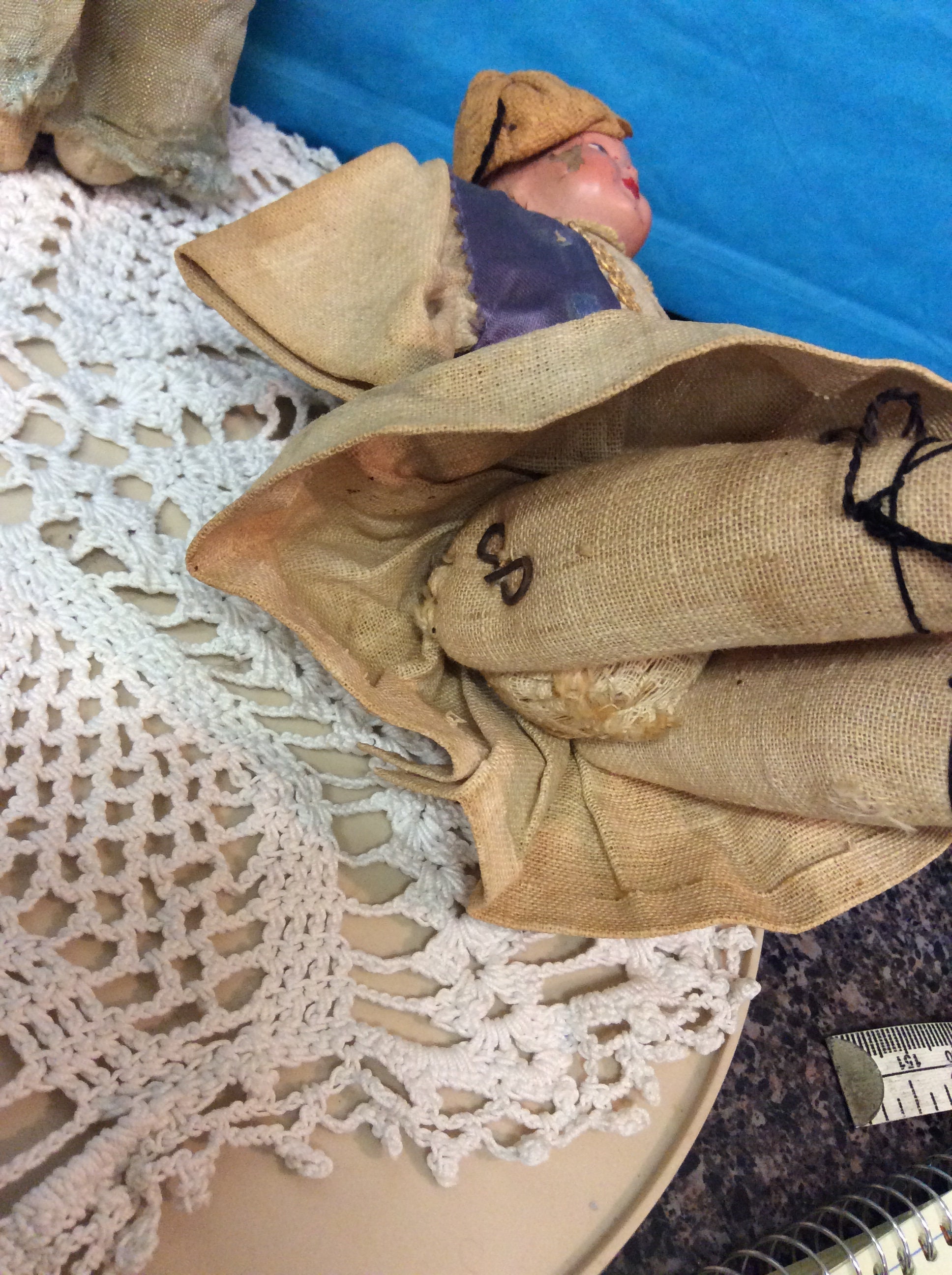 Antique Hand Made Cloth German Dolls - C 1910 - 1915 - Metal