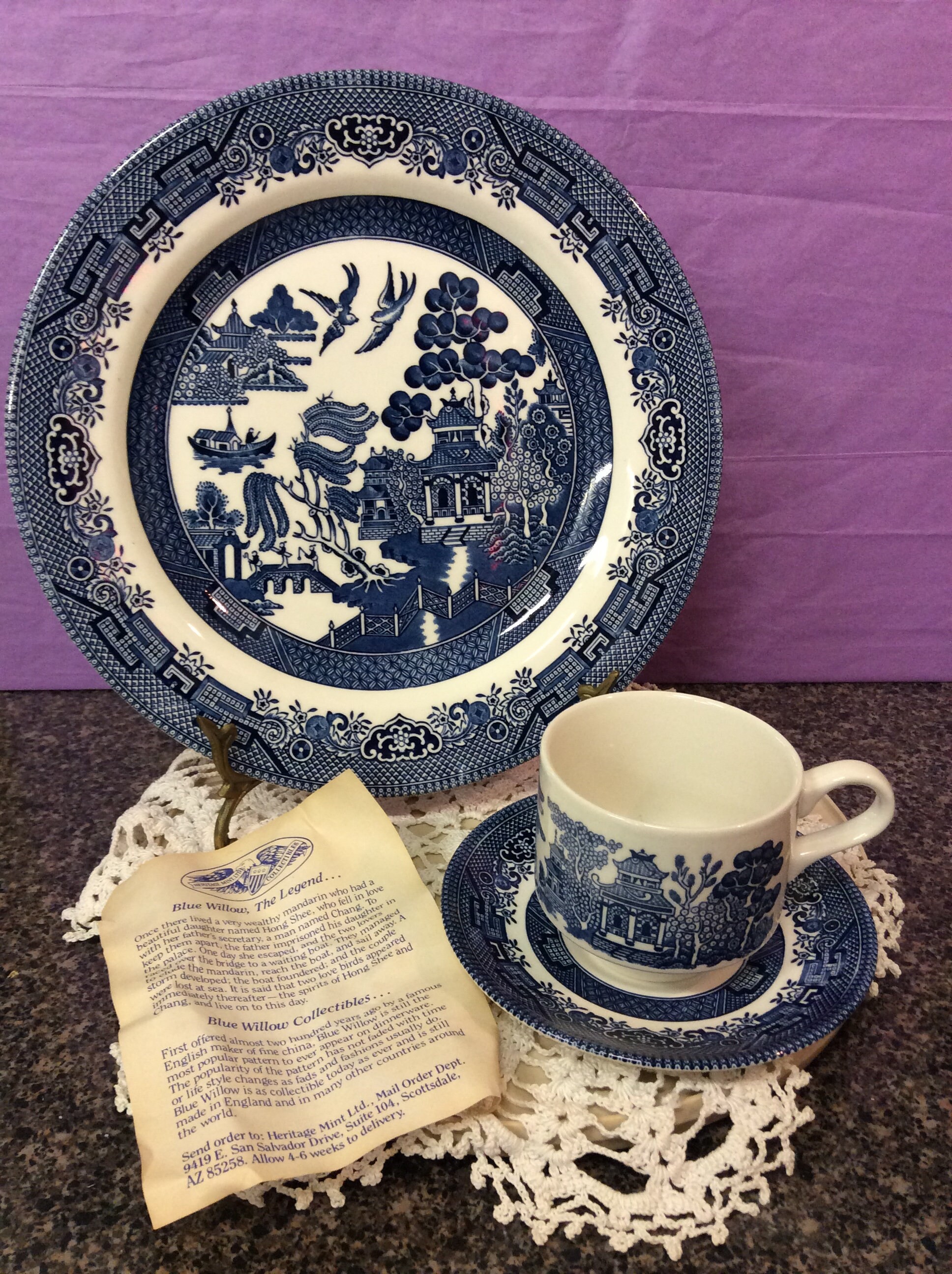Churchill Blue Willow Set Di 4 Tazze In Porcellana – 311,8 G, Design Inglese Classico, Prodotto Nel Regno Unito - 2