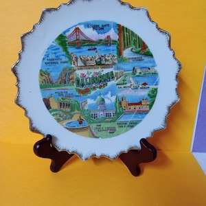 California 7 &quot;Andenken Vintage Teller - Geriffelter Goldrand - Hängend - Minze - (NBPE#1522)
