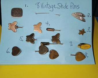 8 Vintage Stick Pins - (NBPE#2158E)
