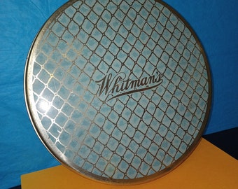 Vintage Round Whitmans Tin - Teal Blue & Gold - (NBPE#2312)