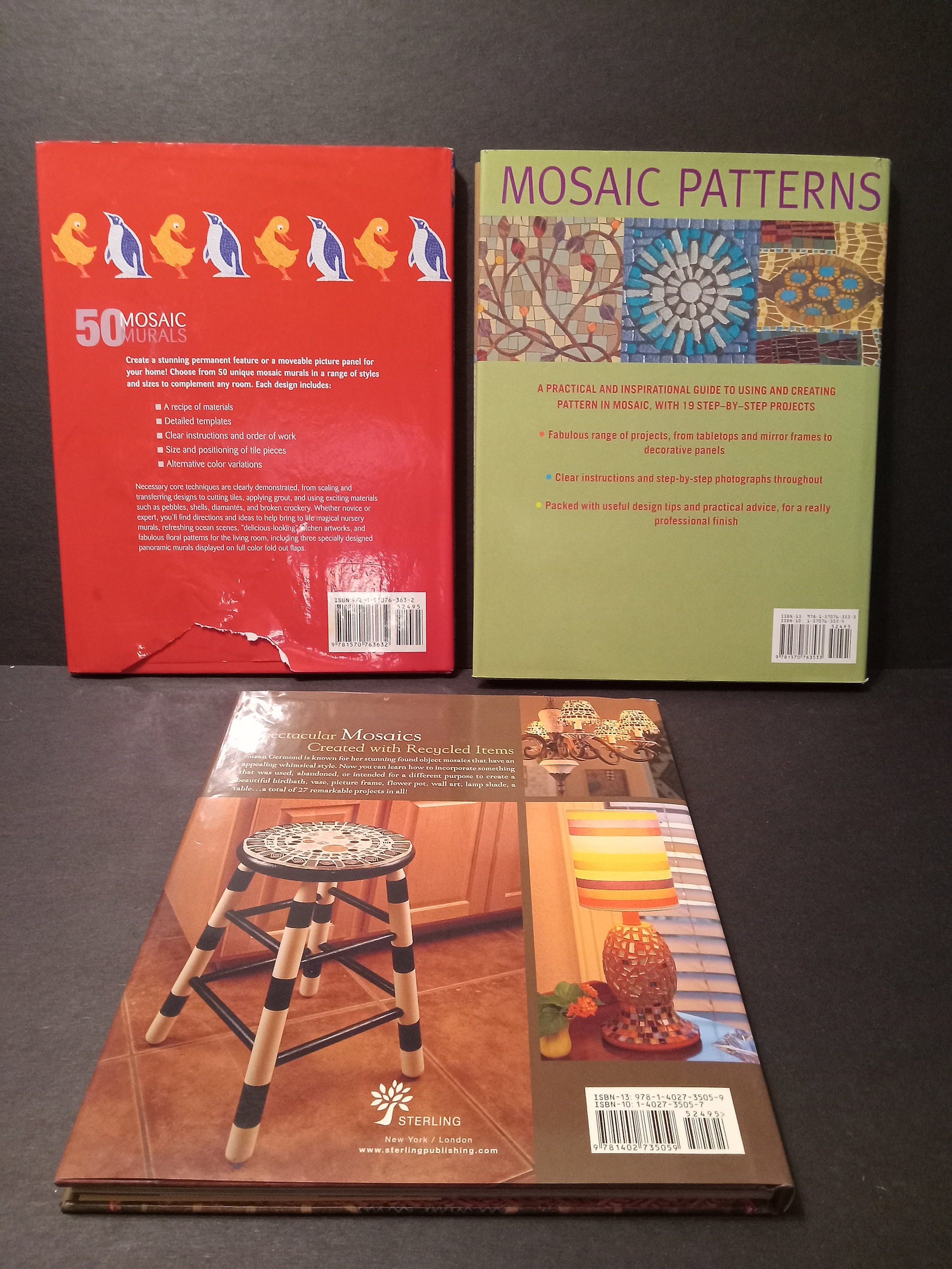 3 Hardcover Mosaic Crafting Reference Books - Like New - (NBPE