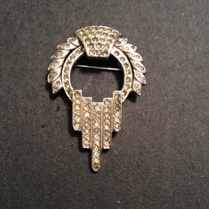 Vintage Art Deco Sterling Rhinestone Brooch