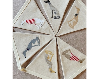 Greyhound bunting Whippet bunting Lurcher bunting Greyhound gift Whippet gift Lurcher gift dog bunting dog art dog bunting flags