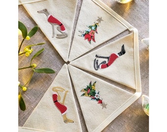 Christmas bunting Greyhound bunting Whippet bunting Lurcher bunting Greyhound gift Whippet gift Lurcher gift Liberty bunting bunting flags