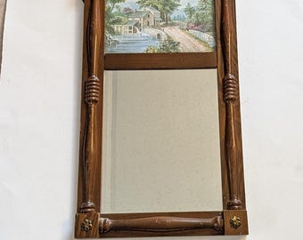VTG Cornwall Wood Products American Currier & Ives Mirror Wall Hanging H 19"