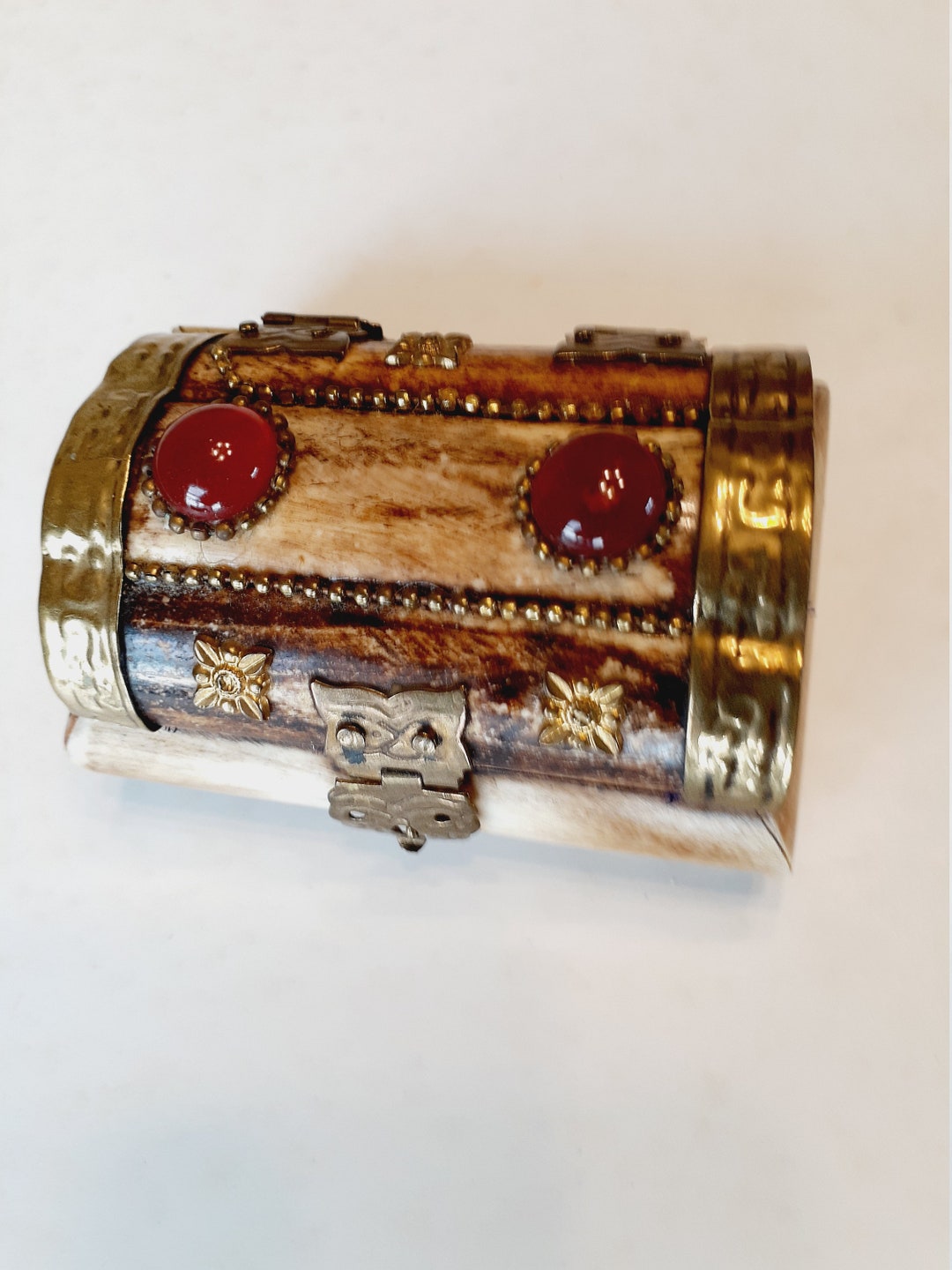 Camel Bone Box Inlaid Trinket Box Brass Camel Bone Jewelry Box Etsy
