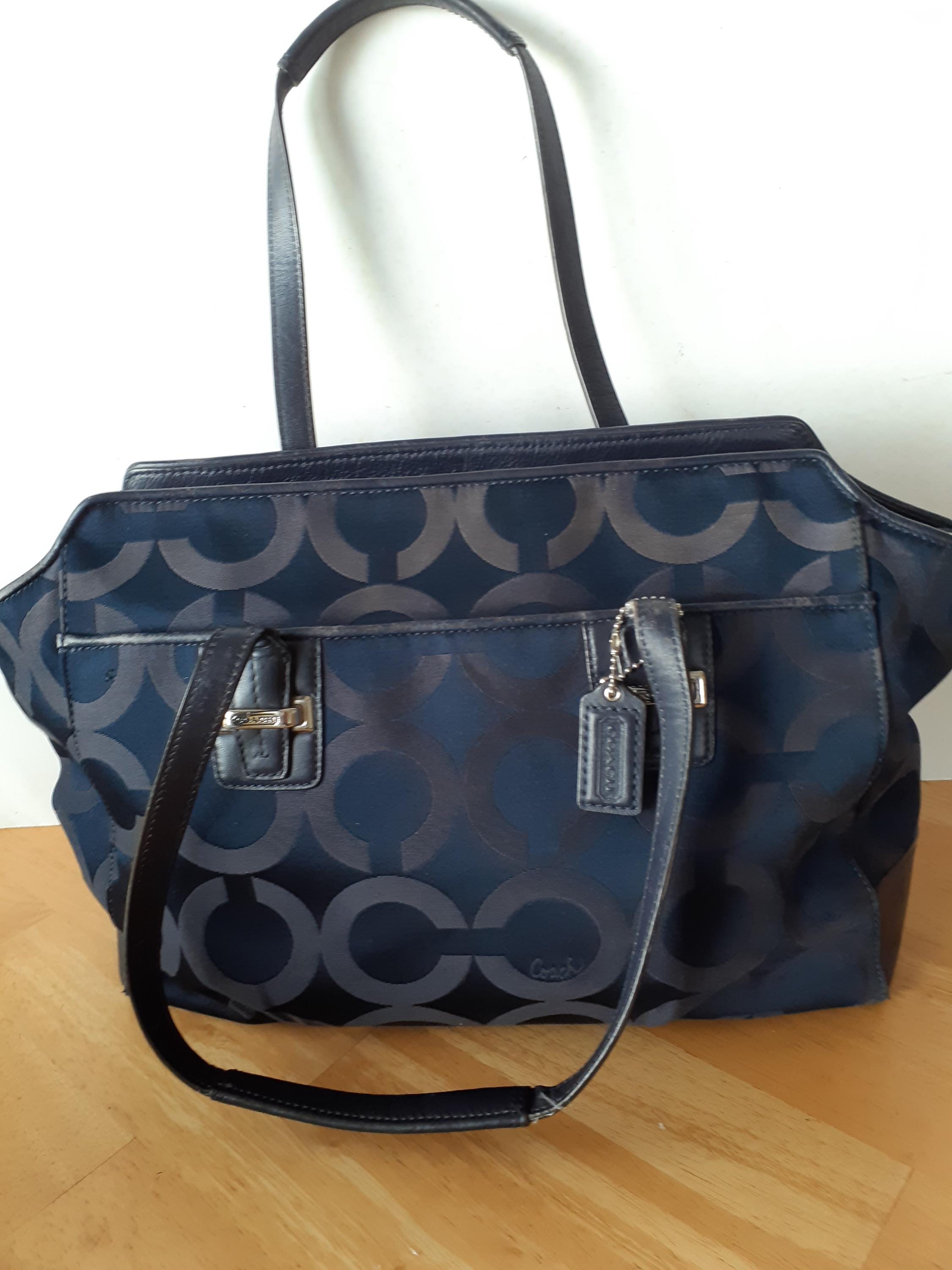 Vintage Navy Blue Coach Tote - Etsy