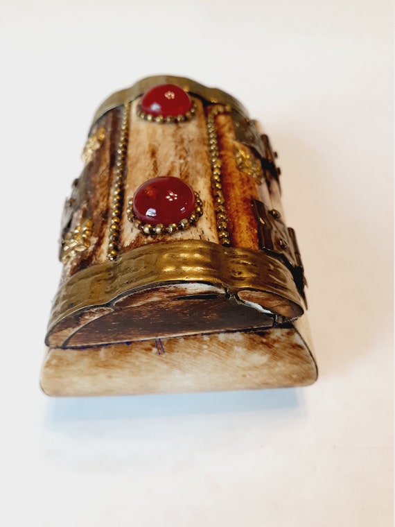 Camel bone box Inlaid trinket box brass Camel bone je… Gem