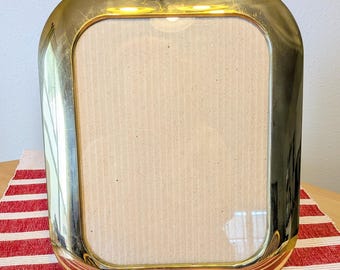 Vintage MCM Brass Photo Frame Rectangle with velvet back H 12"