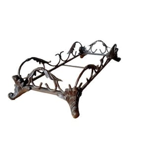 Vintage metal ornate rectangular plant stand footed book holder L 17"