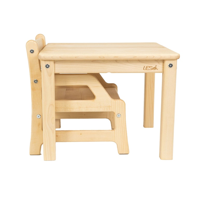 Chair and Table Montessori 100% solid wood image 2