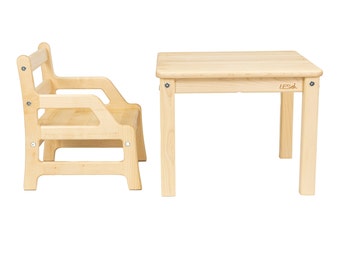 Chaise et table Montessori - 100 % bois massif