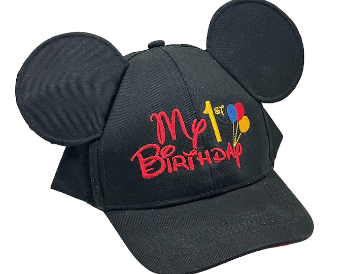 My 1st Birthday with Balloons Child's Mickey Mouse Ear Cap