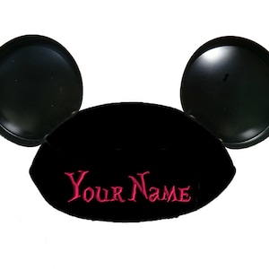 Alice in Wonderland Font Personalized Black Mouse Ear Hat with Your Name