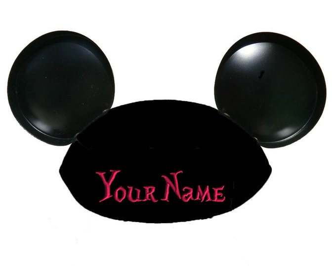 Alice in Wonderland Font Personalized Black Mouse Ear Hat with Your Name