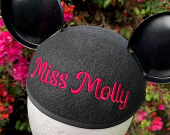 Pretty Script Personalized Mouse Ear Hat with Your Name
