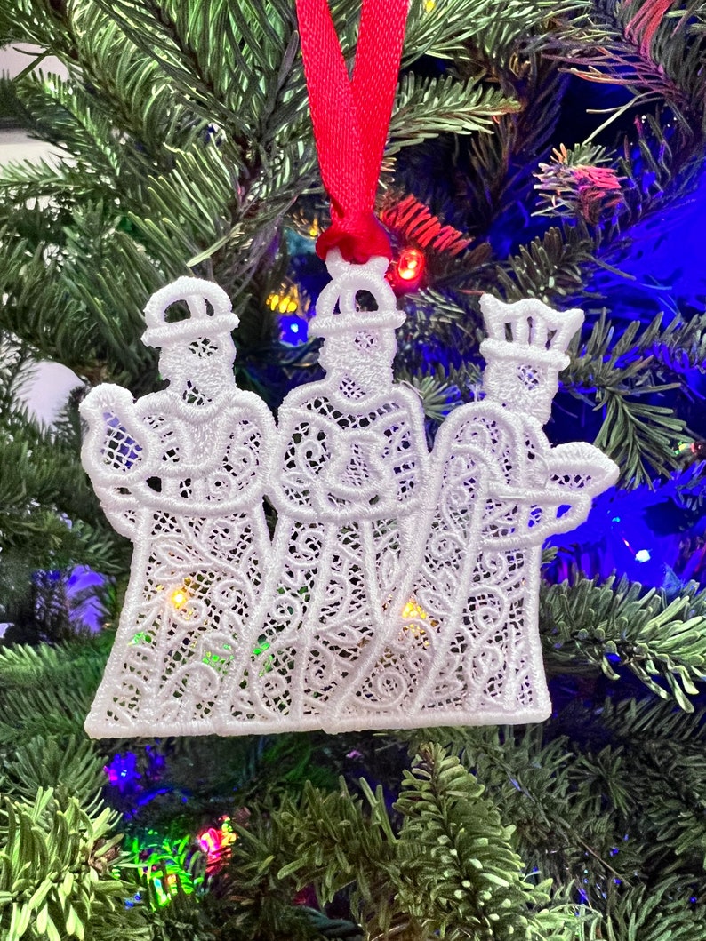 Embroidered Lace Nativity Ornament 3-piece Set image 3