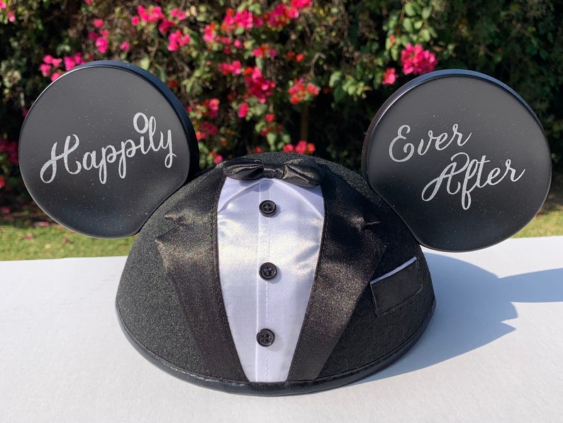 Personalized Bride and Groom Ear Hat Set image 3