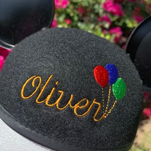 Black Mouse Ear Hat Personalized with Balloons and Your Name