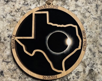 Texas Eclipse Ornament - TX souvenir keepsake memory state 2024 event solar total sun moon