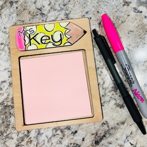 Sticky Note Dispenser, Wooden Sticky Note Holder, Personalized Sticky Note Holder, Teacher Gifts Personalized, Office Gifts For Staff