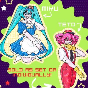 Mesmerizer VOCALOID Hatsune Miku and Kasane Teto 3” Holographic Stickers