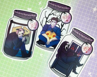 Horror Slasher Mason Jar 3" Vinyl Stickers