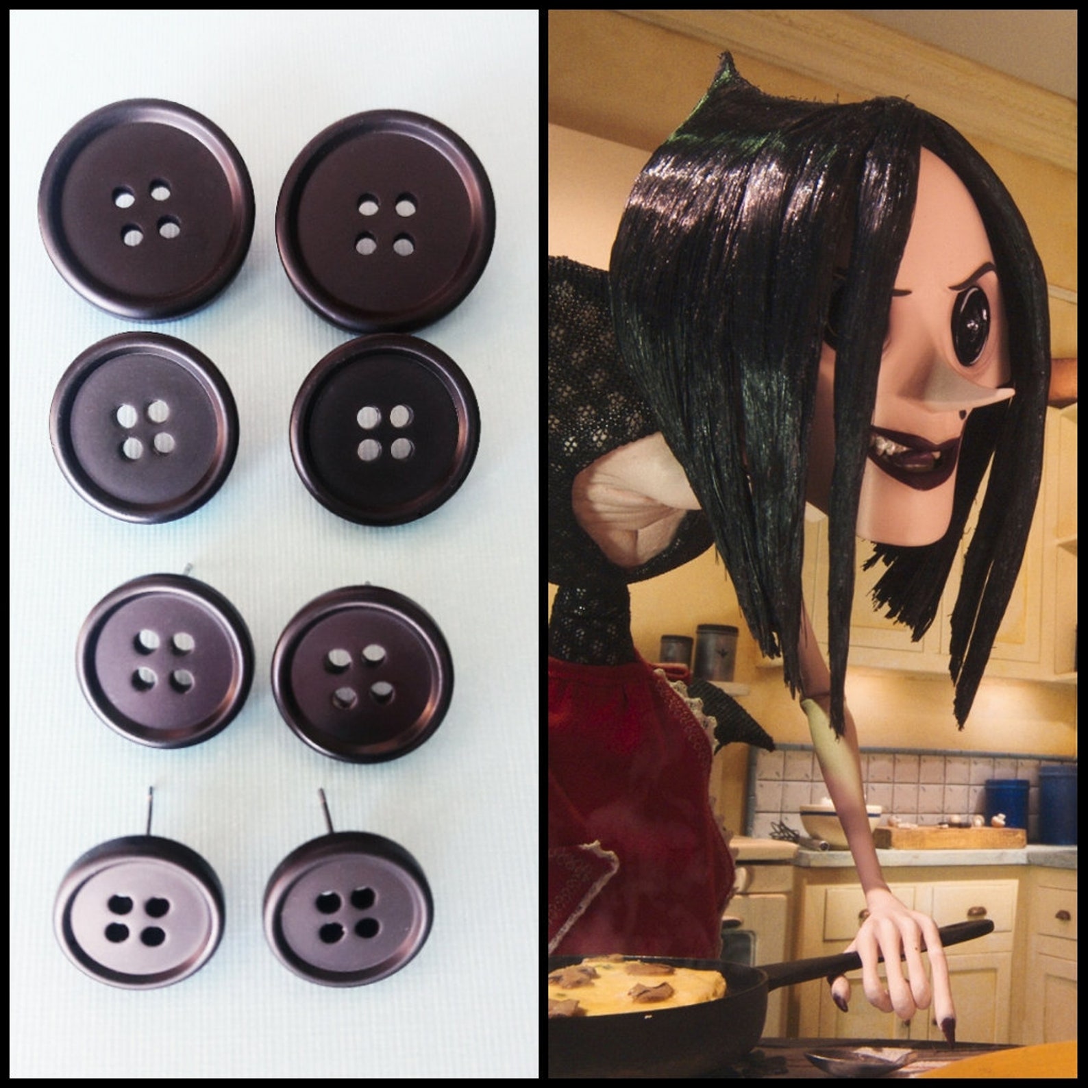 Coraline Inspired Button Earrings The Other Mother Beldam Etsy