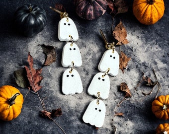 3 Piece Ghost Polymer Clay Dangle Earrings