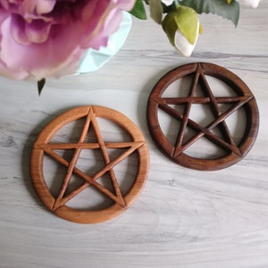 Wooden altar pentacle, wiccan pagan woodcarving tool