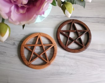 Wooden altar pentacle, wiccan pagan woodcarving tool