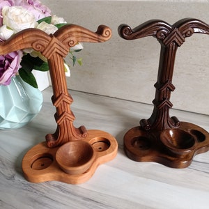 Wooden altar Irminsul with candleholders Norse Asatru Viking Scandinavian Pagan Heathen woodcarving