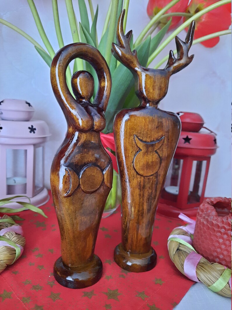 Wooden altar fertility divine couple wiccan pagan horned Etsy