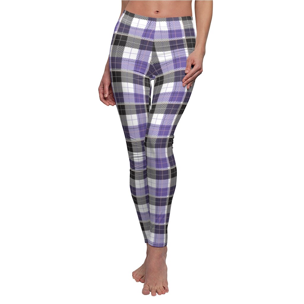 Black and Purple Plaid Women's Casual 