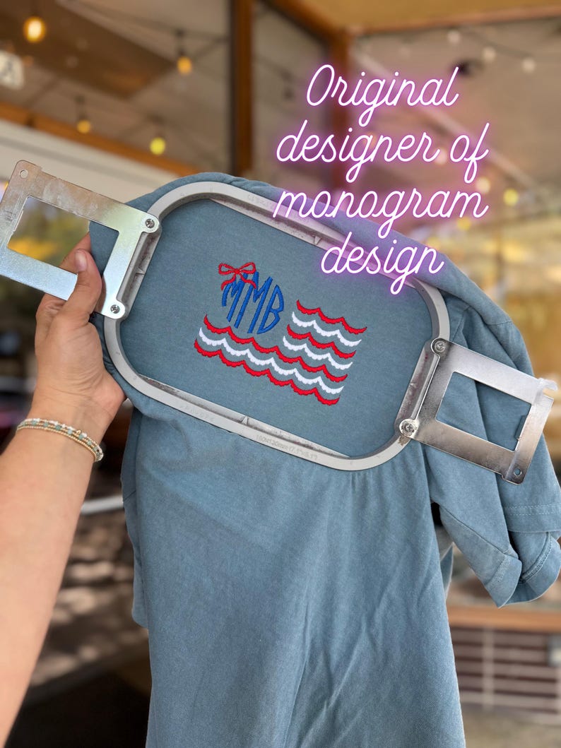 Monogram American Flag With Bow - Etsy