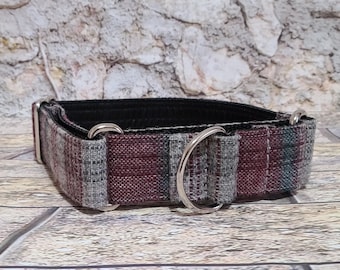 1.5 Martingale Dog Collar. Plaid  Wool-Like Fabric; Medium