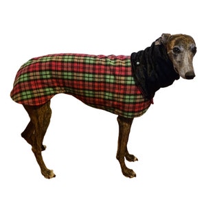 GREYHOUND coat with snood (Small) Plaid Wool like fabric green, magenta and black lined with fleece