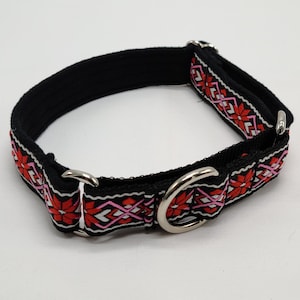 1 Inch Martingale Collar, Jacquard ribbon red and black