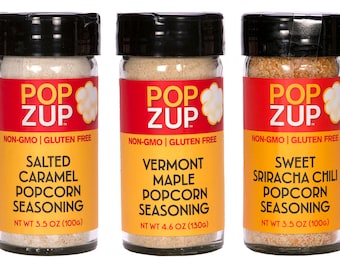 SWEET, SALTY, & SPICY Spice Blends- All Natural, Award Winning-  Popzup Seasonings for Popcorn and All Your Favorite Foods!