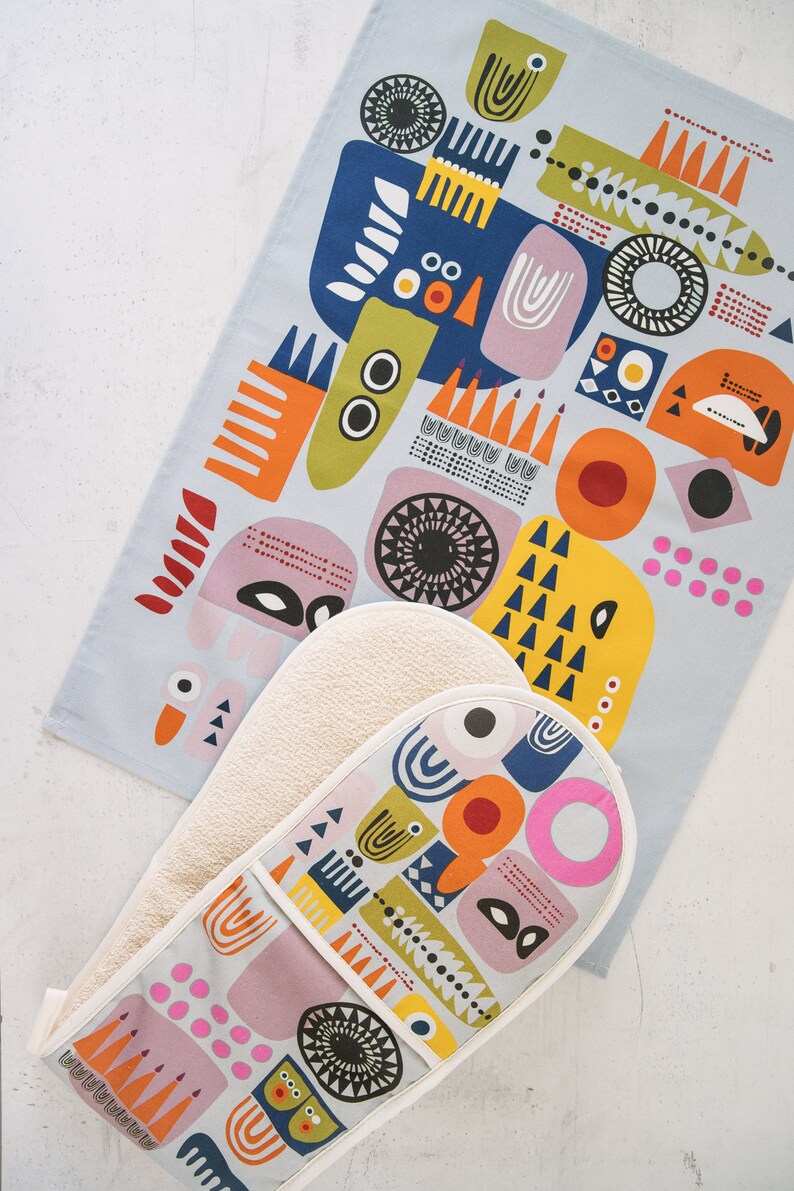 Foodies Christmas Gift Nordic Pot Holder-Abstract Double Oven Gloves Scandinavian Oven Mitt Accent Hot Pads Nordic Kitchen Decor Gift