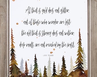 nursery wall art, all that is gold does not glitter, fantasy wall art quotes, adventure wall art, woodland nursery wall art, nature art