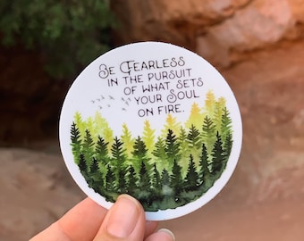 Watercolor Forest Sticker, Adventure Decal, Waterproof Vinyl (3"x 3")