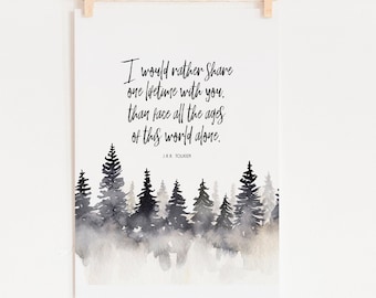 watercolor forest, forest print, winter forest print, misty forest print, fantasy wall art quotes, nursery print