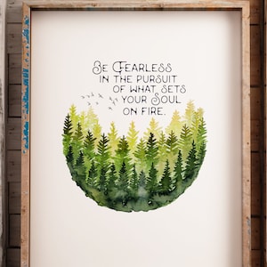 Woodland Watercolor Print, Inspirational Quote, Forest Nursery Art, cabin art, farmhouse decor