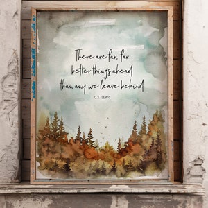 Forest Theme Decor, Forest Wall Art, Colorful Watercolor Decor Forest woodland art, Gift Idea inspirational quote art, cs lewis quote,