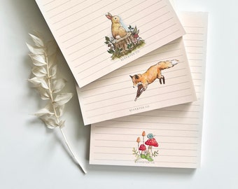 notepad, fox notepad, forest notepad, cute notepad, animal stationary, bunny notepad, notepad gift, top selling stationary, watercolor art