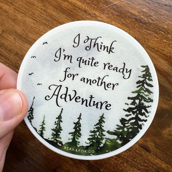 Adventure Quote Sticker – Vinyl Decal, Forest Watercolor Nature Sticker, Camping Journal Gift